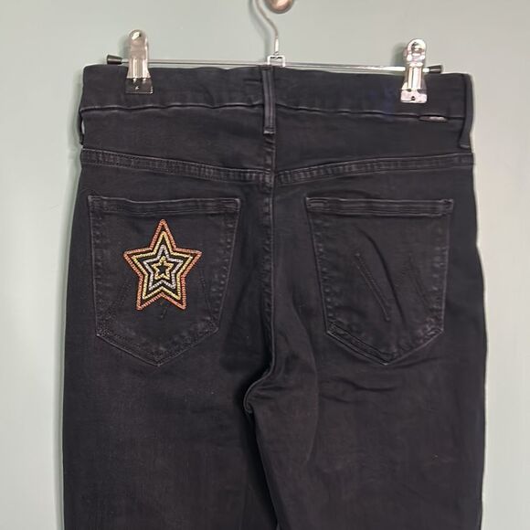 Mother High Waister Looker Blackbird Embroidered Star Jeans - Picture 7 of 12
